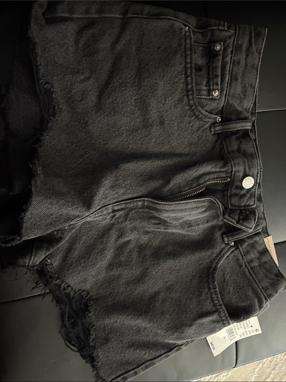 PacSun Black High-Rise Denim Shorts with Raw Hem